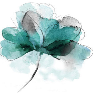 Monee OLEJOMALBA, květiny, 85/85 cm - modrá, zelená, bílá
