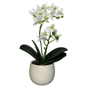 UMĚLÁ KVĚTINA orchidej 34 cm - zelená, bílá
