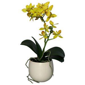 UMĚLÁ KVĚTINA orchidej 34 cm - žlutá